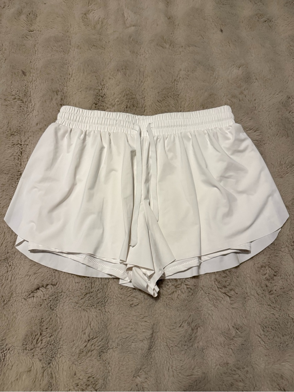 Lightweight White Women's Athletic Shorts with Elastic Waist